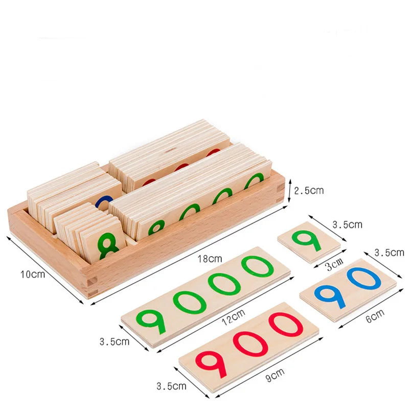 Wooden Montessori Number Set with Math Cards
