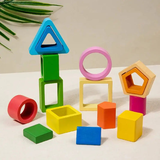 Montessori Sorting & Stacking Blocks – Wooden Learning Toy for Toddlers