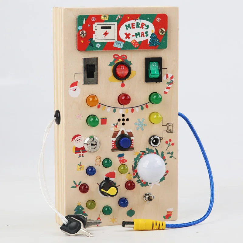 Montessori Wooden Activity Cube – Busy Board with Switches