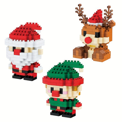 Christmas Mini Blocks Set – Cute Santa, Elf & Reindeer Ornaments