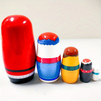 Christmas Nesting Dolls – Santa Pattern Wooden Décor & Gift Set