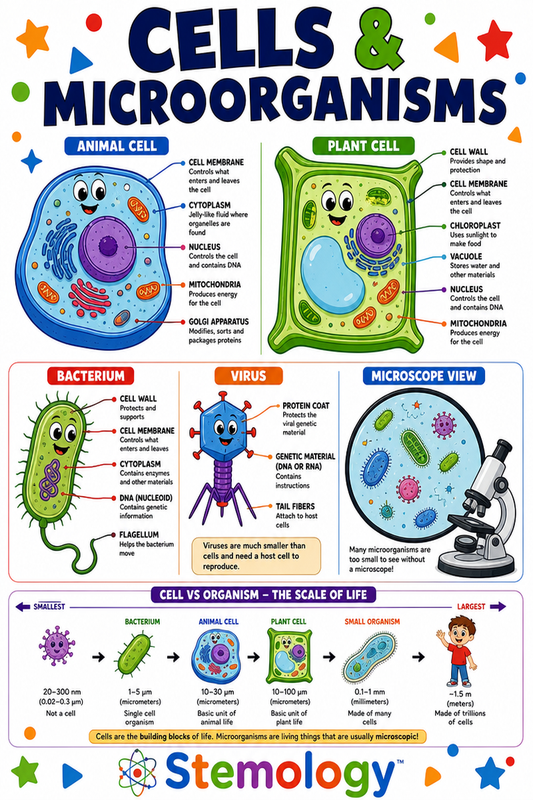Cells and Microorganisms — STEM Educational Poster