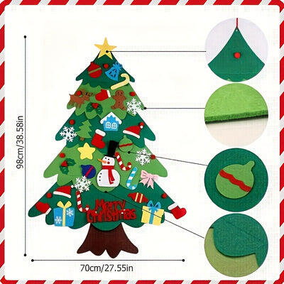 Kids DIY Felt Christmas Tree – 33pc Set for Wall or Party Decor