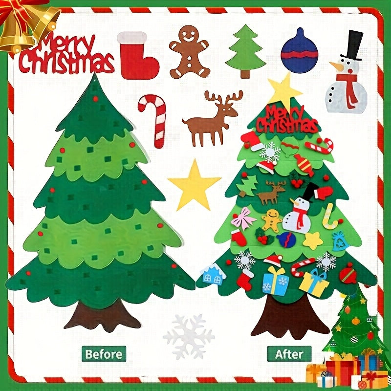 Kids DIY Felt Christmas Tree – 33pc Set for Wall or Party Decor