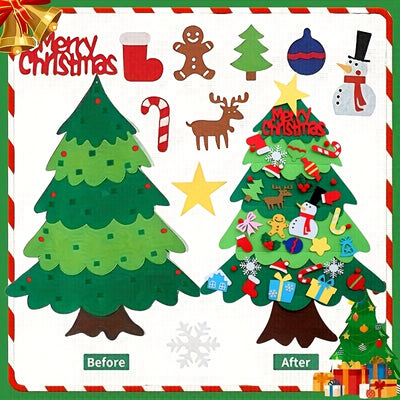 Kids DIY Felt Christmas Tree – 33pc Set for Wall or Party Decor
