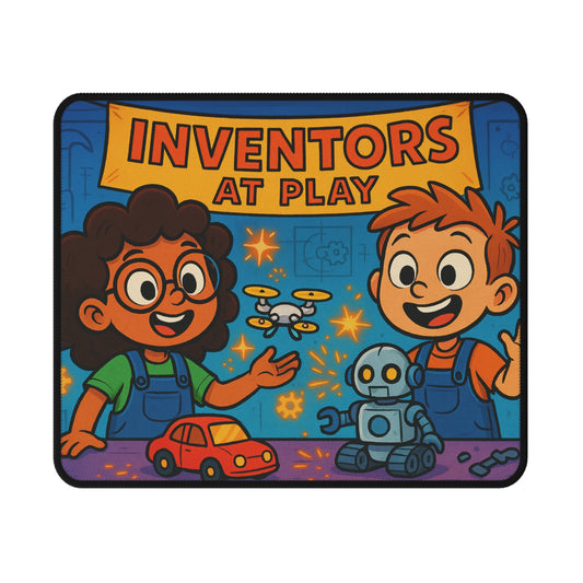 Inventors at Play Non-Slip Mouse Pad - Fun Design for Kids &