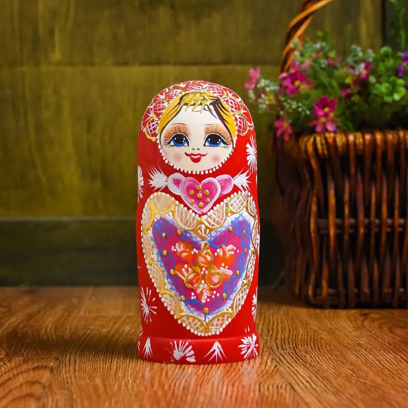 10-Piece Russian Nesting Dolls – Wooden Matryoshka Set for Kids