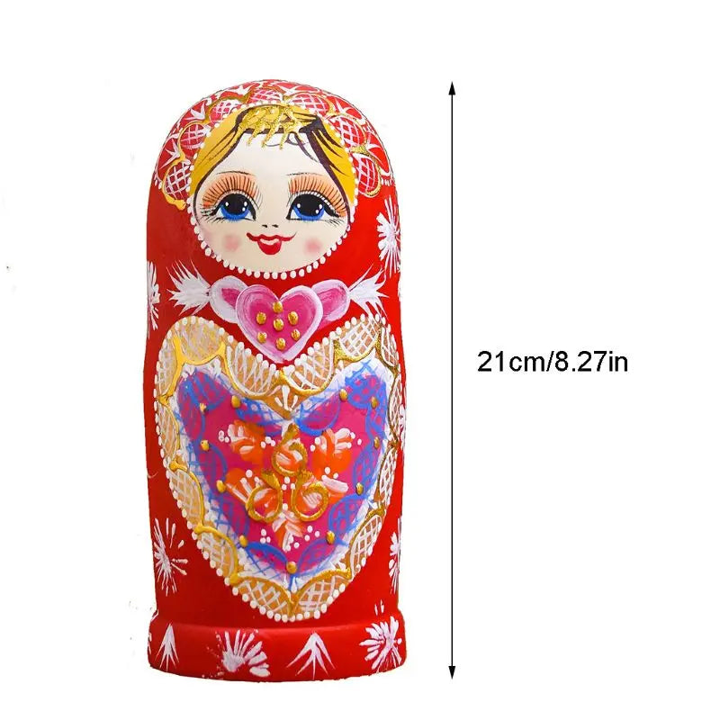 10-Piece Russian Nesting Dolls – Wooden Matryoshka Set for Kids