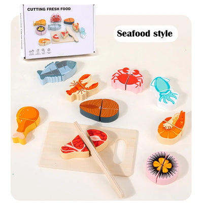 Montessori Wooden Kids Cutting Fractional Fruit