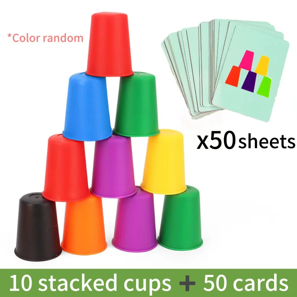 Montessori Stacking Cups with Cards – Early Learning Toy