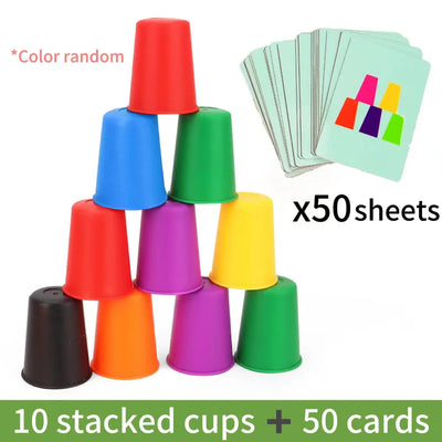 Montessori Stacking Cups with Cards – Early Learning Toy