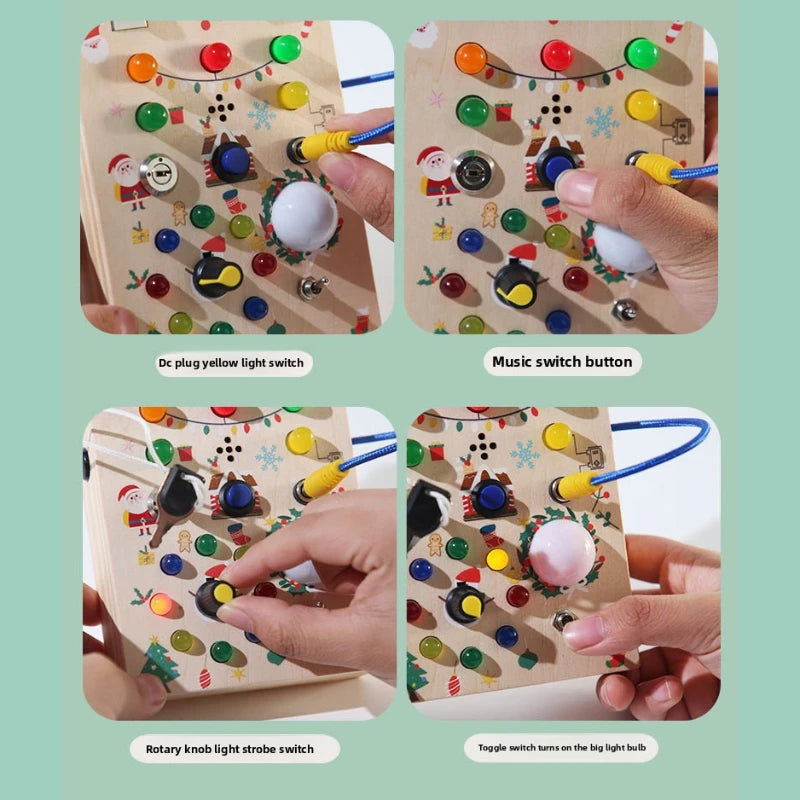 Montessori Wooden Activity Cube – Busy Board with Switches