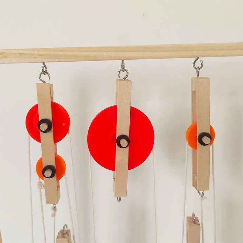 Wooden Pulley Block Physics Puzzle for Kids