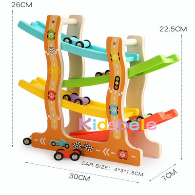 Wooden Car Race Track Montessori Toy