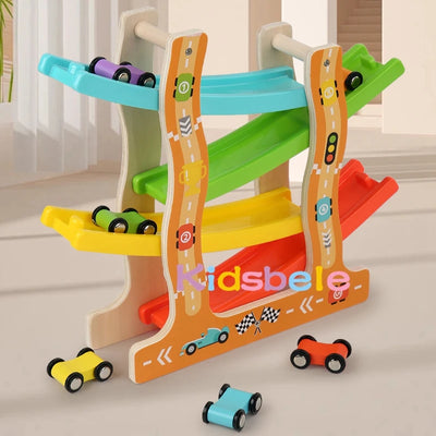 Wooden Car Race Track Montessori Toy