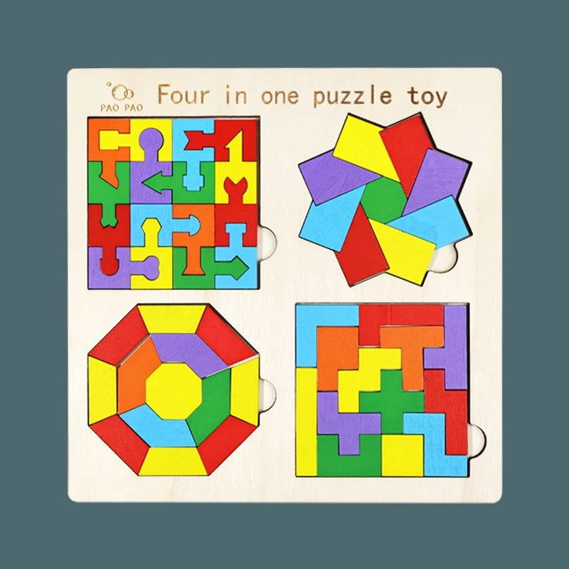 Montessori 4-in-1 Tangram Set – Geometric Puzzle for Kids