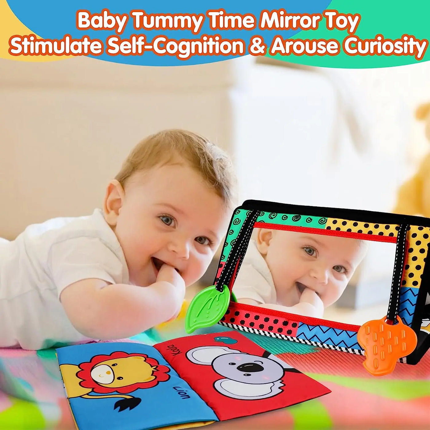 Newborn Sensory Toy – Crinkle Book with Mirror for Brain Development