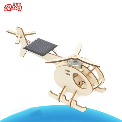 DIY Solar Helicopter Wooden Puzzle Kit