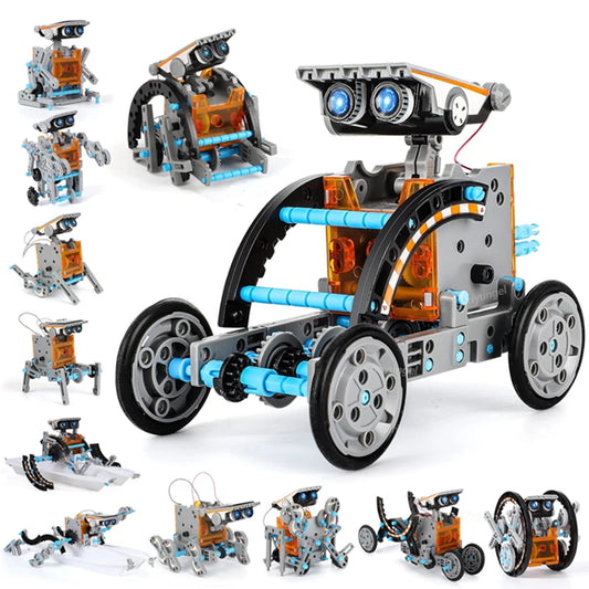 STEM Robot Building Kit – 12-in-1 Rechargeable or Solar-Powered Educational Robotics Set (Ages 8+)