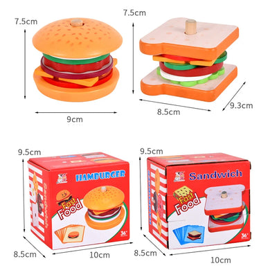 Wooden food stacking and sequencing toy