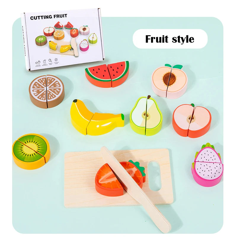 Montessori Wooden Kids Cutting Fractional Fruit