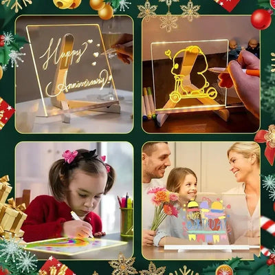 Kids Glow Art Board – Clear Acrylic Drawing Pad with Stand