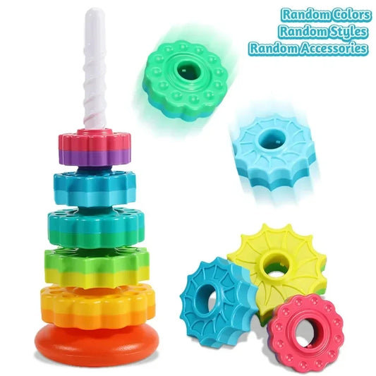 Montessori Colorful Gear Ring Stacker - Engaging Early Learning Tool