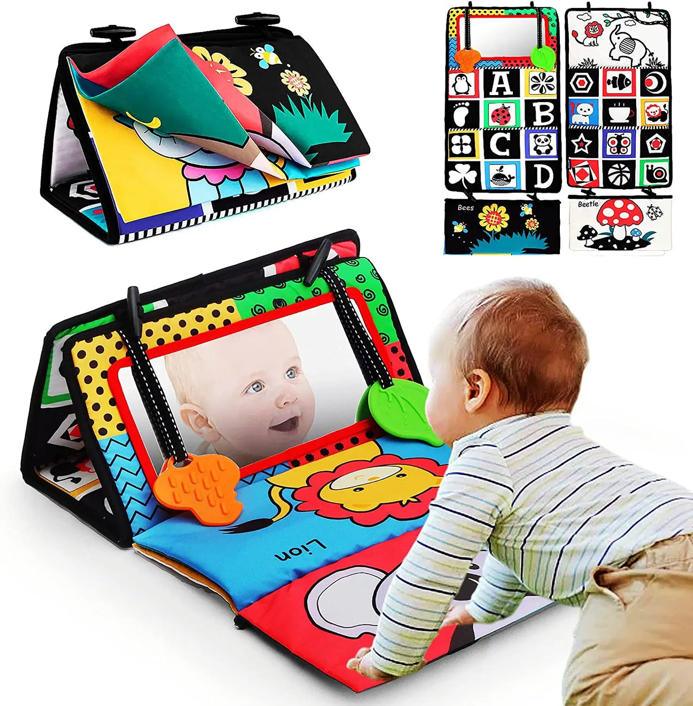 Newborn Sensory Toy – Crinkle Book with Mirror for Brain Development