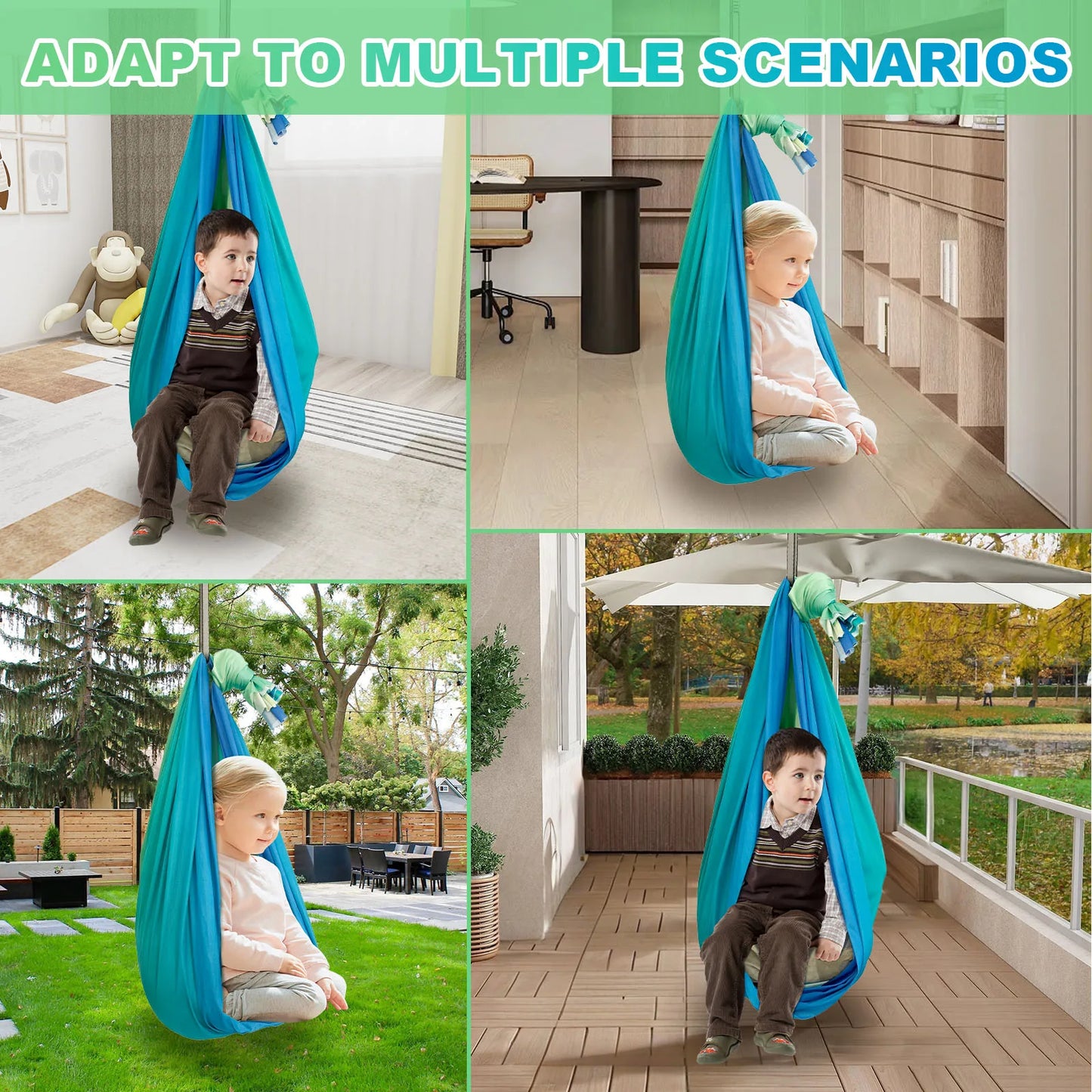 Kids Sensory Swing Double Layer Cuddle Hammock with 360° Swivel