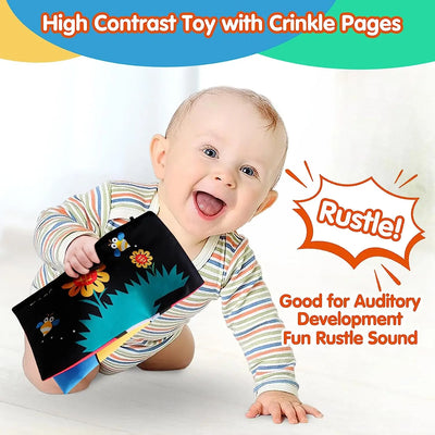 Newborn Sensory Toy – Crinkle Book with Mirror for Brain Development
