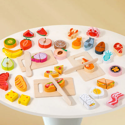 Montessori Wooden Kids Cutting Fractional Fruit
