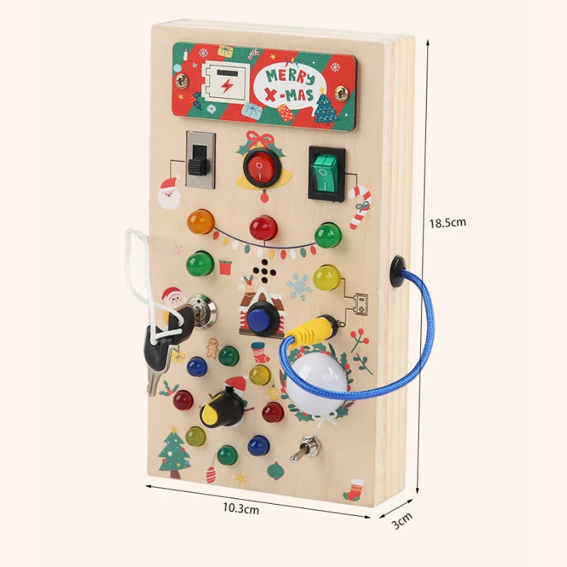 Montessori Wooden Activity Cube – Busy Board with Switches