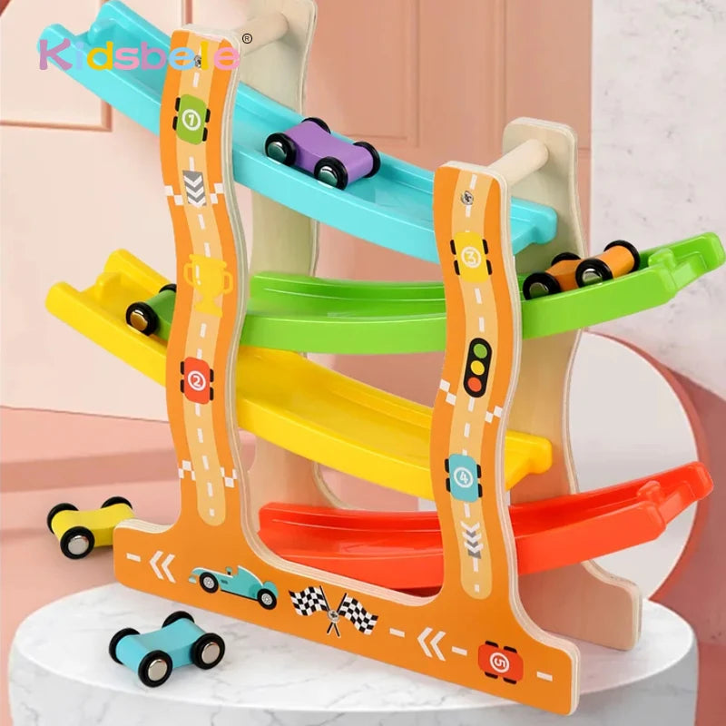Wooden Car Race Track Montessori Toy