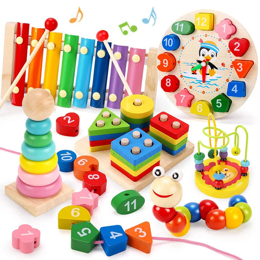 Montessori Educational Toy Bundle – 5–6pcs Wooden Baby Set