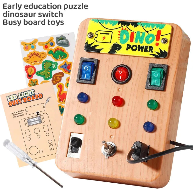 Montessori Busy Board with 8 LED Switches