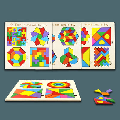 Montessori 4-in-1 Tangram Set – Geometric Puzzle for Kids