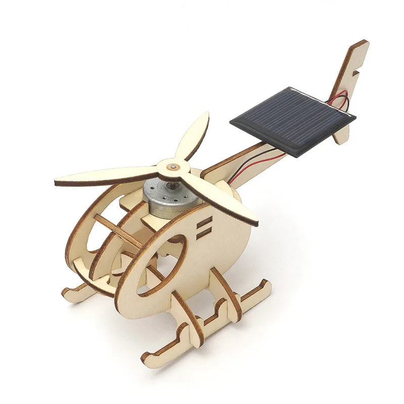 DIY Solar Helicopter Wooden Puzzle Kit