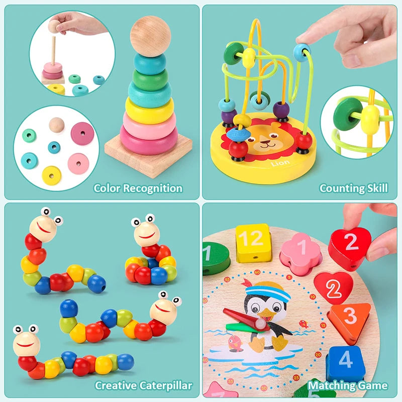 Montessori Wooden STEM Toy Bundle – 56 Pieces