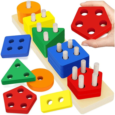 Montessori Wooden Stacking & Sorting Toy for Toddlers
