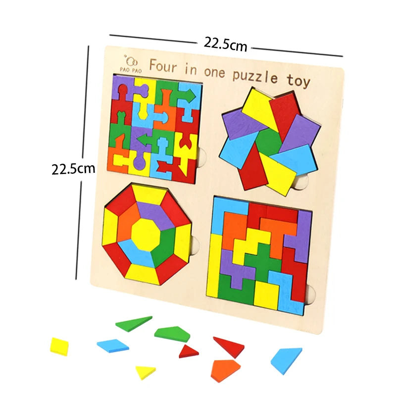 Montessori 4-in-1 Tangram Set – Geometric Puzzle for Kids