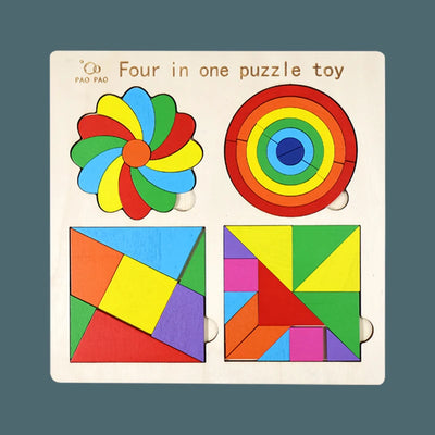 Montessori 4-in-1 Tangram Set – Geometric Puzzle for Kids