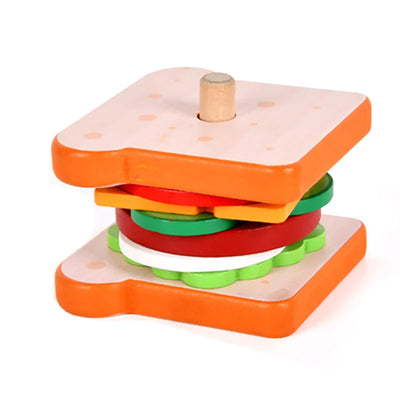Wooden food stacking and sequencing toy