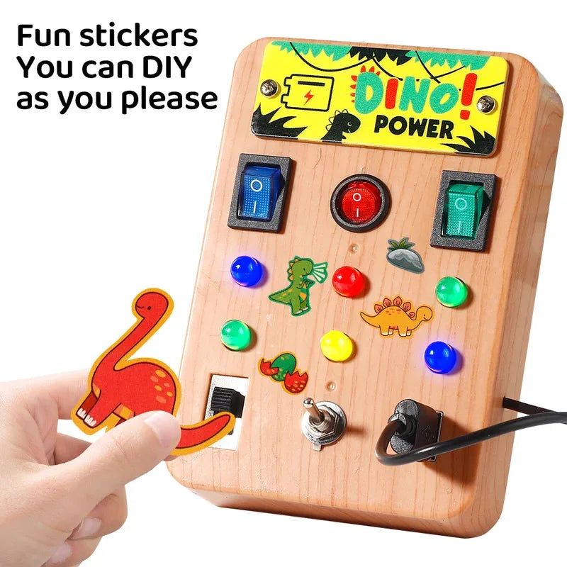 Montessori Busy Board with 8 LED Switches