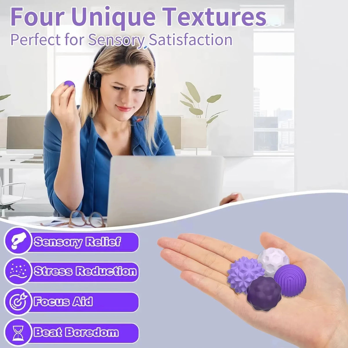 Magnetic Silicone Sensory Fidget Balls, 4 or 8 Piece Set