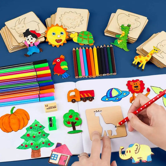 20-Piece Montessori Wooden Drawing Stencil Set