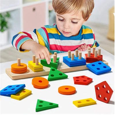 Montessori Wooden Stacking & Sorting Toy for Toddlers