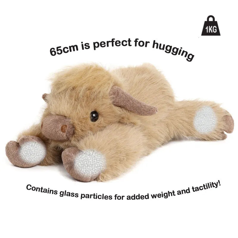 1.0KG Weighted Highland Cow Plush Pillow Toy