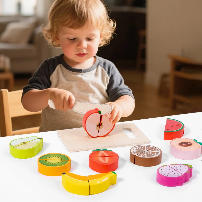 Montessori Wooden Kids Cutting Fractional Fruit