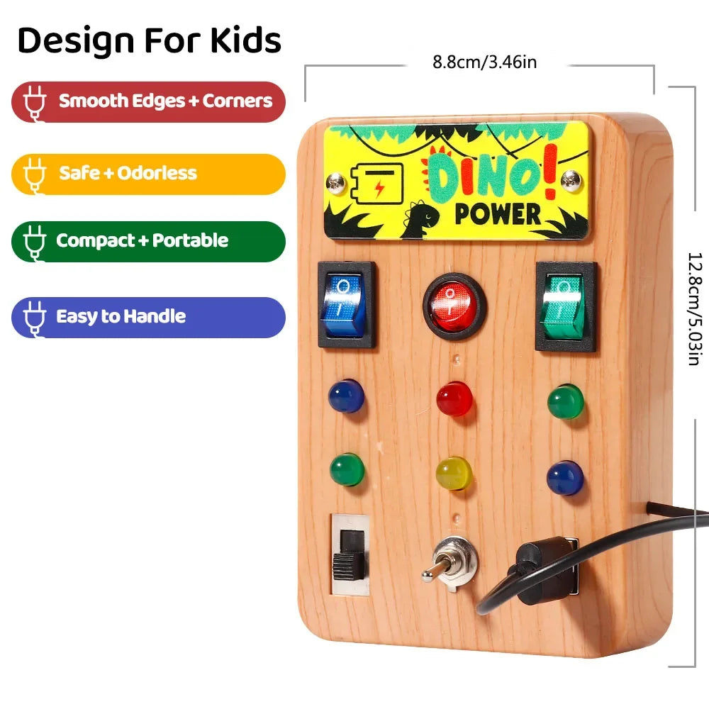 Montessori Busy Board with 8 LED Switches