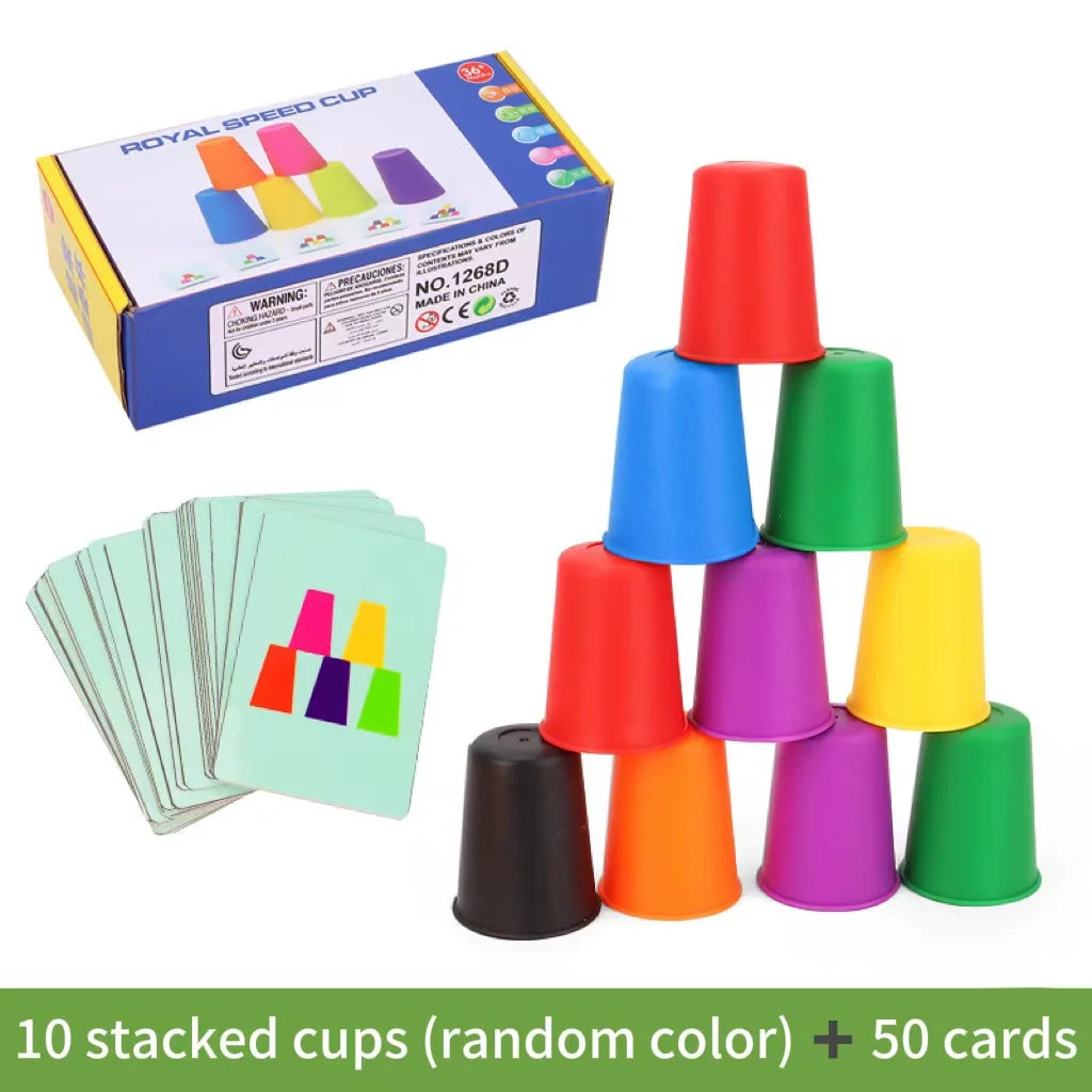 Montessori Stacking Cups with Cards – Early Learning Toy